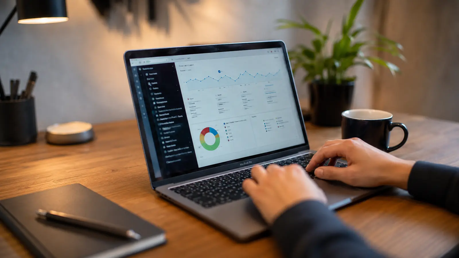 Website SEO performance and search analytics dashboard on a laptop