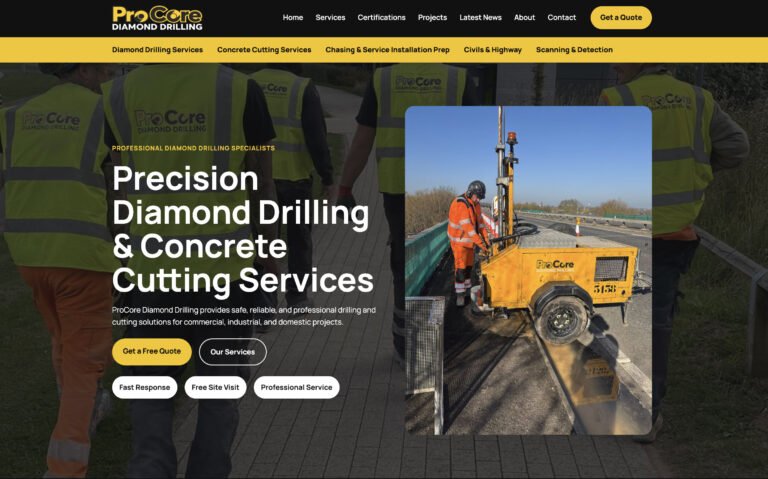 Procore diamond drilling website design