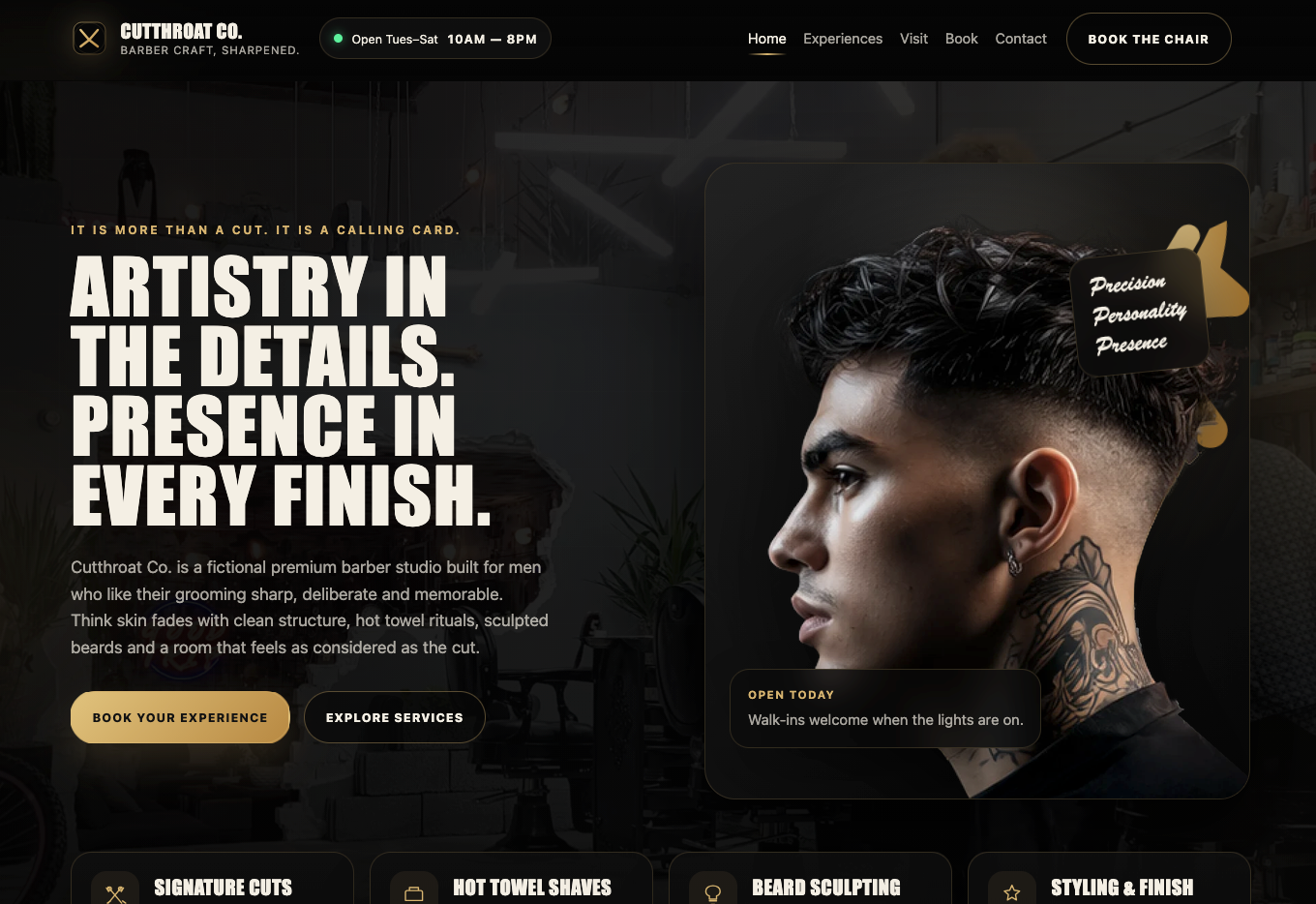 Barber website design