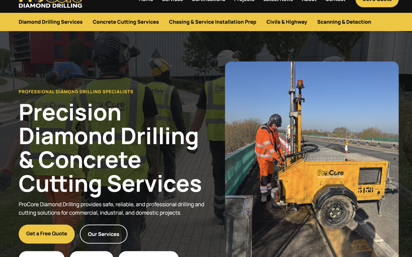 Procore diamond drilling website design
