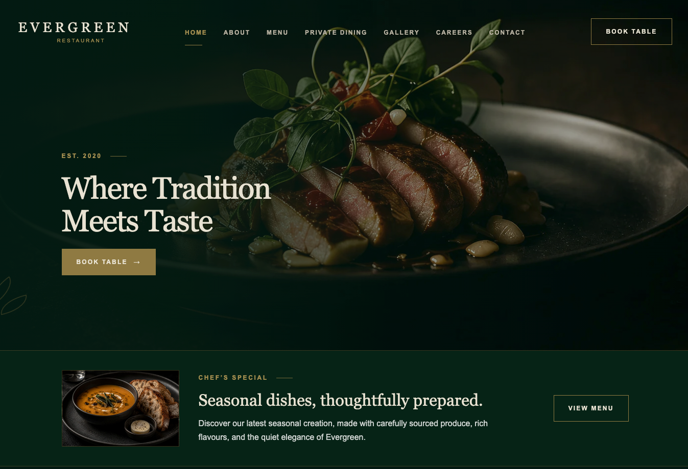 Restaurant website design