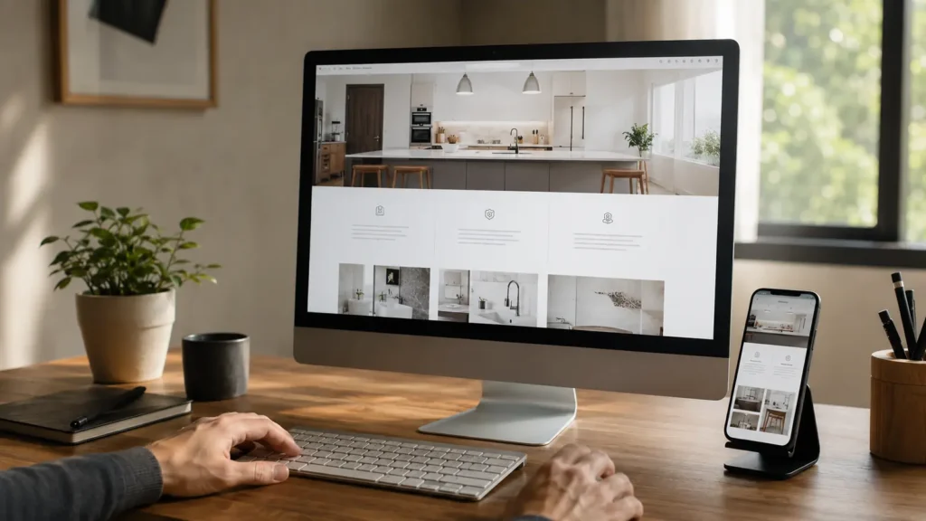 Responsive small-business website displayed on desktop and mobile screens
